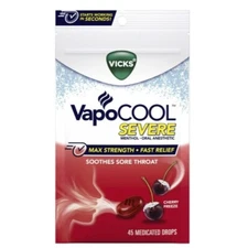NEW VICKS Vapocool Severe 45 Medicated Cough Drops Cherry Freeze Exp Jan 2026
