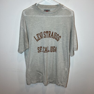 Levi Strauss USA Vintage T-shirt Mens Large Grey Crew