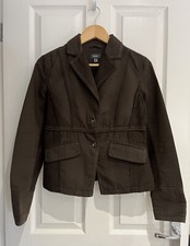Mexx Brown Cotton Long Sleeve Jacket Pockets Size 10 Vintage Y2k 00s Vgc