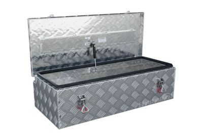 Truckbox D057 + Inkl Montagesatz MON5002 Deichselbox, Werkzeugbox, Alu Riffelblech, Transportbox, Alu Transportkiste, Anhängerkiste Ca. 54 Liter