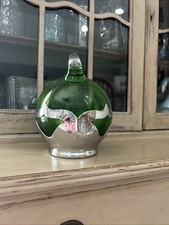 Vintage Farber Bros. glass decanter/cruet with chrome-plated holder