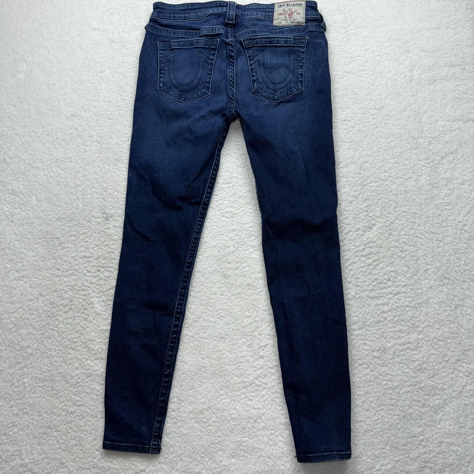 Pantalones de mezclilla True Religion para mujer 30 azul lavado oscuro ajustados elásticos herradura Foto 4 de 4