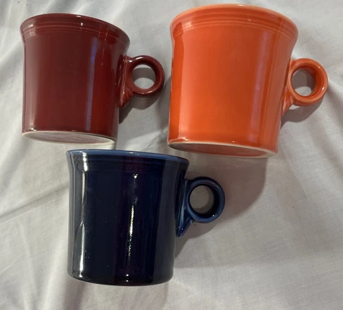 Set of 3 Vintage Fiesta Ware Coffee Mugs Ring Handle Homer Laughlin HLC USA EUC
