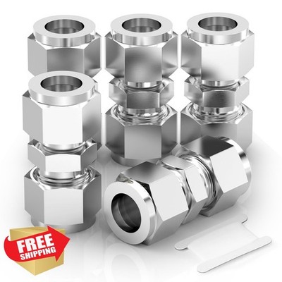 TAISHER 5PCS 304 SS Tube Fitting 10MM OD Straight Connector