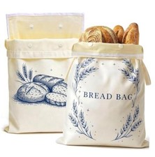 Removable Beeswax Bread Bags for Homemade Bread & Sourdough, 2 Pack Blue