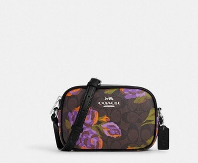 NWT COACH  Mini Jamie Camera Bag In  Signature Canvas Leather With Rose Print