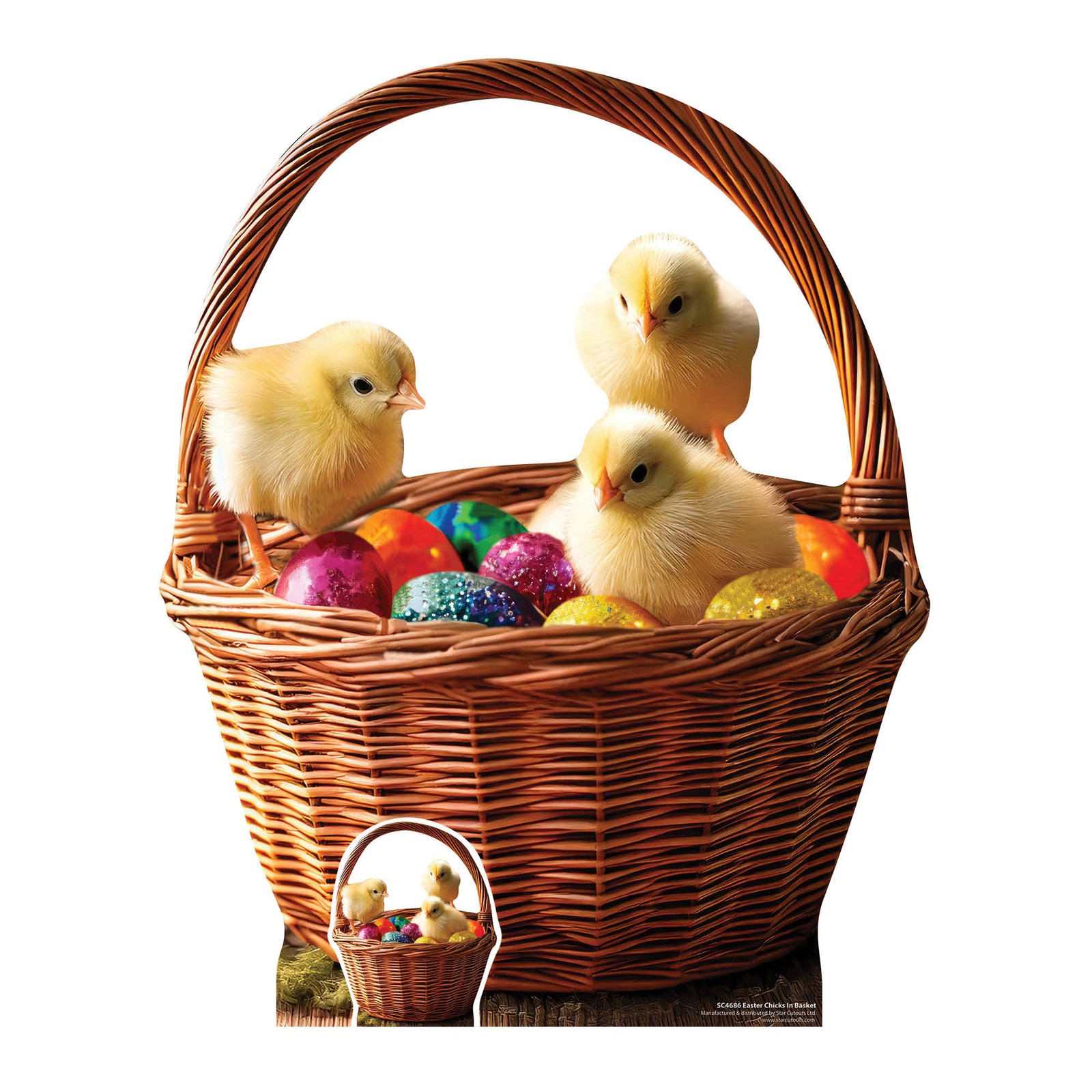 Easter Chicks In Basket Cardboard Cutout with Free Cute Mini Standee