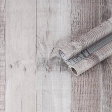 17.7" X 78.7" (Pack of 1) Wall Panel Vinyl Wood, White/Brown