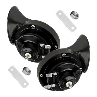 Super Loud Car Snail Horns 12V 300DB High Low Tone Universal Black 2 PCS
