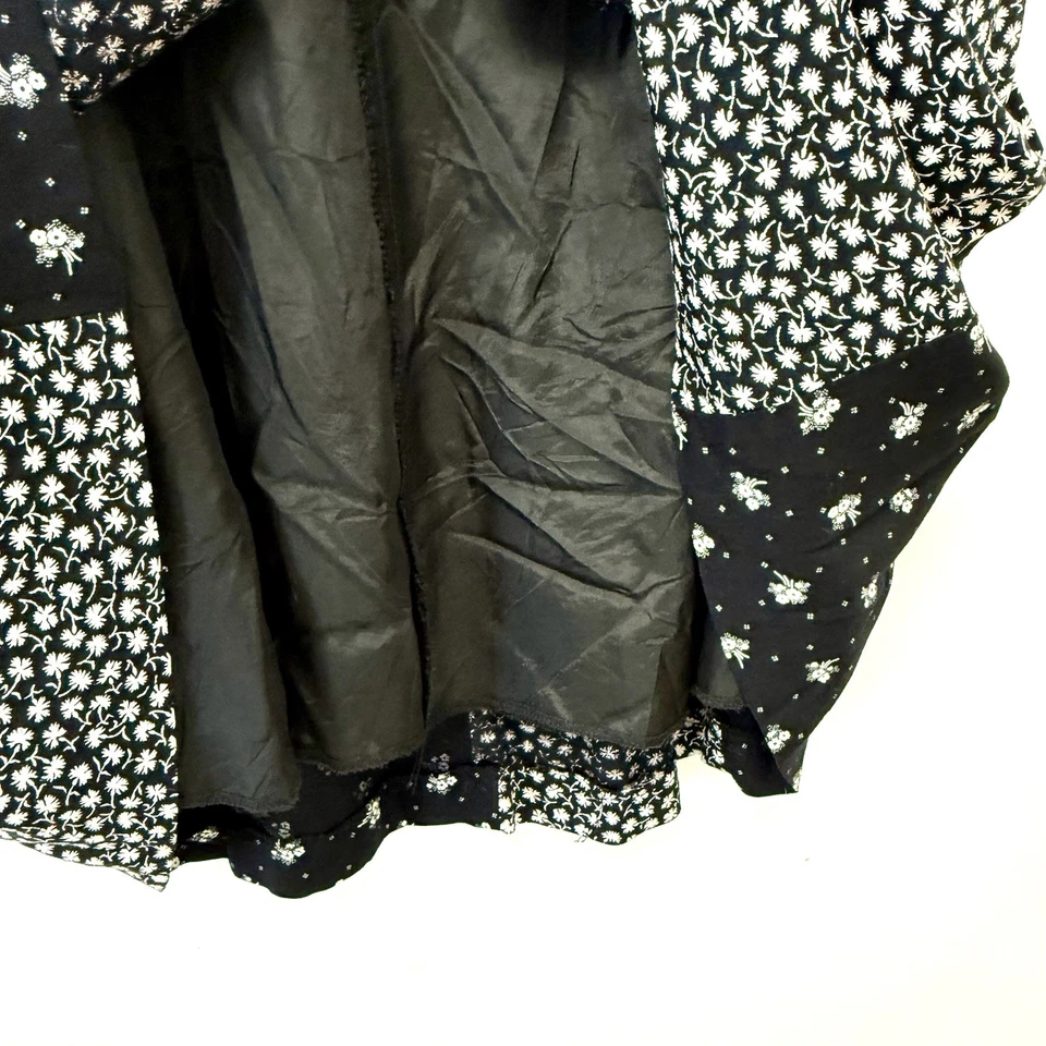 Vintage Betty Barclay Lined Black White Floral Midi A-Line Skirt 1960’s Sz 6 - Image 3 of 4