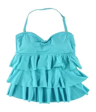 Island Escape Womens Tiered Bandini Swim Top, aqua, 8