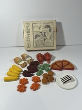 Vintage Celluloid Plastic Play Food 29 pcs Kids Pretend Turkey Pie More
