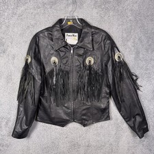 Pioneer Wear Fringe Jacket Womens 12 Leather USA Made Rodeo Cowgirl Full Zip 228
