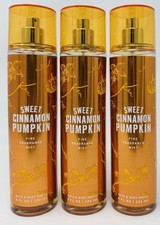 3 BATH BODY WORKS SWEET CINNAMON PUMPKIN FINE FRAGRANCE MIST BODY SPRAY 8 OZ