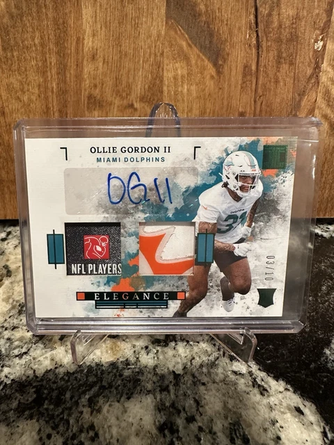 2025 Panini Impeccable Ollie Gordon II HELMET & NFLPA Logo Patch Auto /10