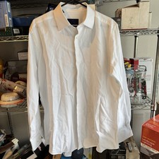 David Donahue Formal Tuxedo Shirt White Textured 17 36/37 Trim Fit Wedding