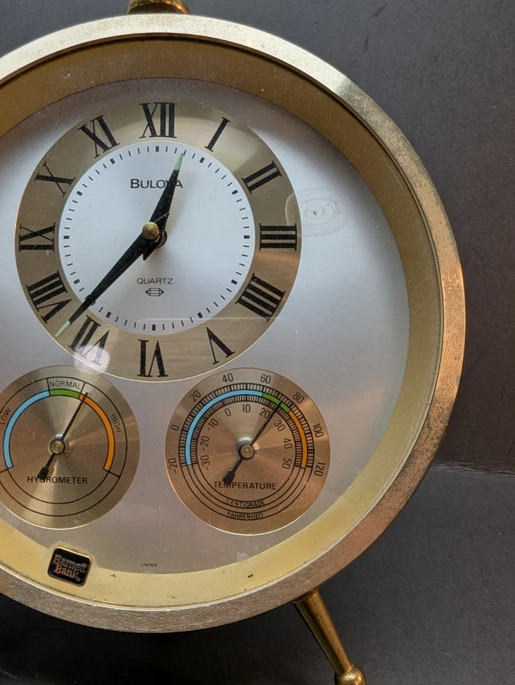 Vintage Bulova x DuPont Tabletop Quartz Weather Clock Barnett Bank Japan Mov - Image 4 of 4