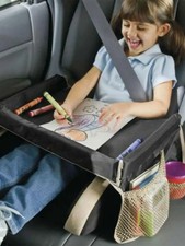 Car Seat Travel Tray for Kids Waterproof Play Table Organizer with Cup Holder
