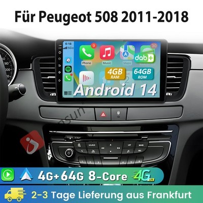 4G-SIM 4+64G Android 14 Carplay Für Peugeot 508 2011-2018 Autoradio 8-Kern SWC