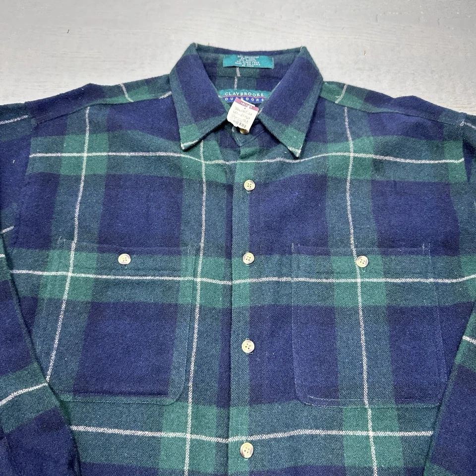 NEW Vintage Claybrooke Shirt Mens XL Blackwatch Green Flannel Outdoor Button - Image 4 of 4