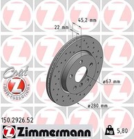 2X Zimmermann Bremsscheibe Vorderachse U.A. FüR Bmw, Mini