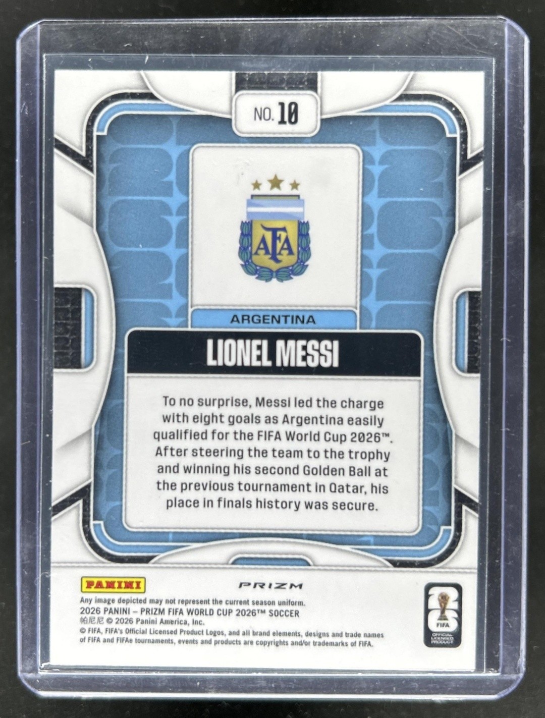 2026 Panini Prizm World Cup Lionel Messi Pandora #10 Argentina view 2