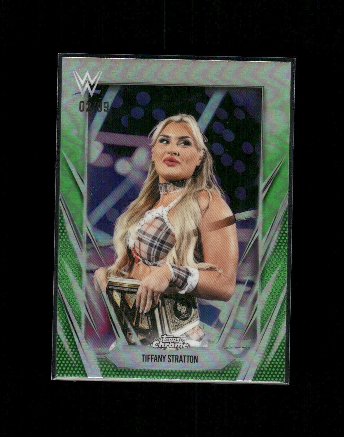 2026 Topps Chrome WWE Tiffany Stratton #29 Green Refractor /99