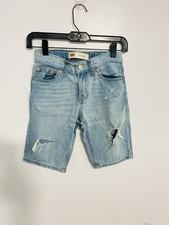 Levis Boys Denim Jeans Distressed Shorts Light Blue 511 Slim Sz 8