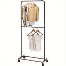 Garment Rack for Hanging Clothes Rack Heavy Duty Portable w/Wheels, Metal Shelf