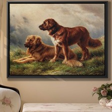 Golden Retriever Animal Oil Painting Canvas Print Rustic Wall Art Decor Vintage