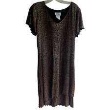 Dressbarn Leopard Animal Print V-Neck Knee-Length Dress Size 10 Stretch Classic