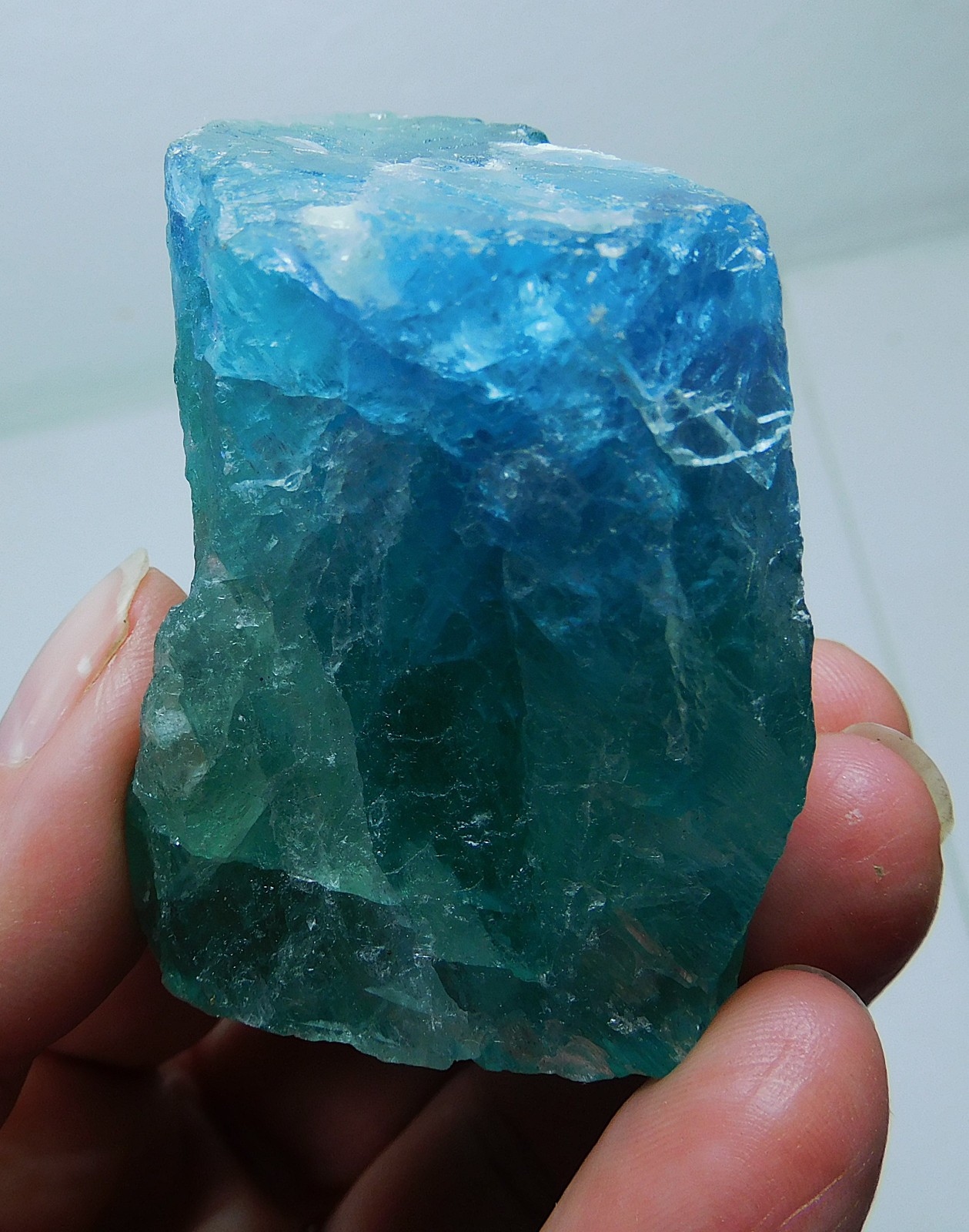 Chinese Fluorite Rough Stone in Blue & Green Natural Colors