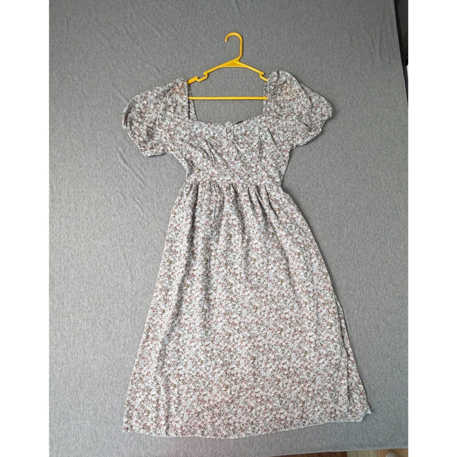 NWOT Simplee Floral Square Neck Puff Sleeve Midi Dress S Cottagecore Fairycore