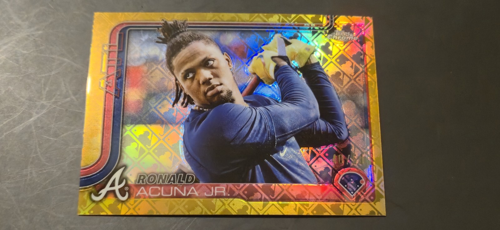 Ronald Acuna Jr 2025 Topps Chrome LOGOFRACTOR #257 Image Variation Gold /50