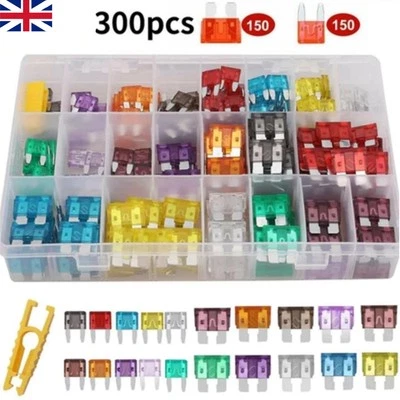 300pcs Standard Auto Car Blade Fuses Box Assorted Car Van Bike Fuse Set 2A-40A