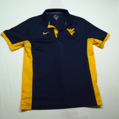 Nike Dri-Fit Mens Black West Virginia Short Sleeve Polo Shirt Size M Polyester