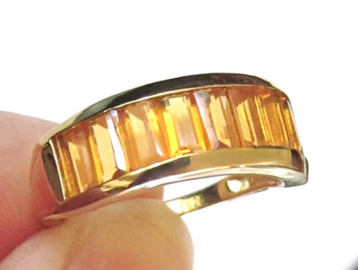 Mexican Golden Fire Opal Ring / size 6  / 14K Gold over 925 Sterling Silver