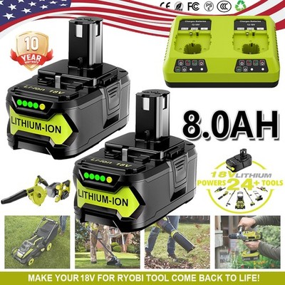 1-4X For RYOBI P108 18V 8.0AH One Plus High Capacity Li-ion Battery/Charger New