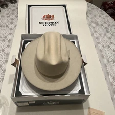 Vintage Stetson Open Road 4X Beaver Felt Hat Bone Silverbelly Size 7 & 1/8 w/Box