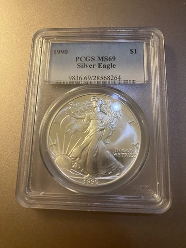 1990 1 oz Silver American Eagle (Brilliant Uncirculated) PCGS 69