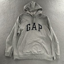 Gap Mens Hoodie Gray Size XXL Hooded Sweatshirt Spellout Cotton Blend