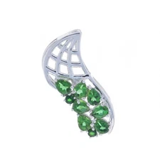 Sterling Silver Tourmaline Cluster Slide Pendant - 925 Pear & Round .99ctw