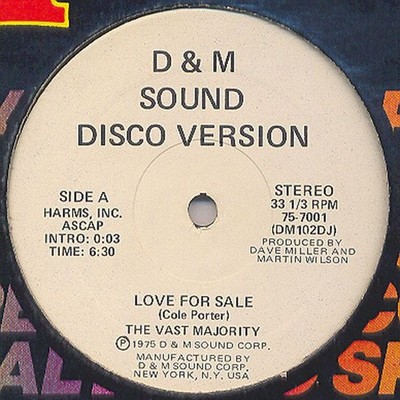 The Vast Majority - Love For Sale / Ocean's Apart (12'') 1975 US (VG)