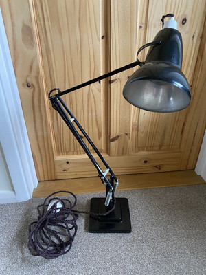 Vintage Herbert Terry Anglepoise 2 Stufen Lampe Modell 1227 schwarz funktionstüchtig original