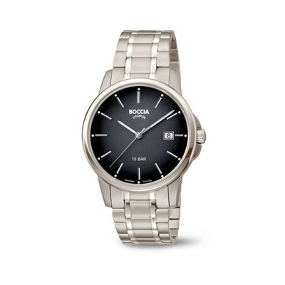 Boccia Titanium Herren Armbanduhr Uhr Titan 3633-07 Schwarz Deutlich Titanband