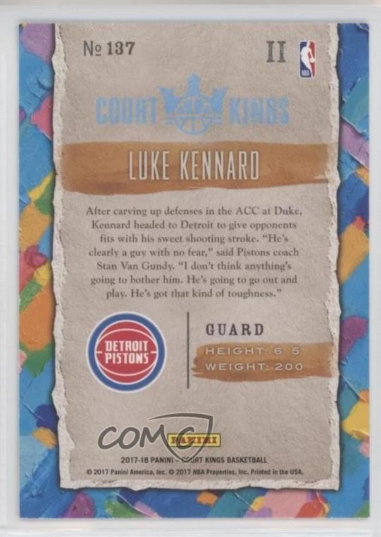 2017-18 Panini Court Kings Rookies II Luke Kennard #137 Rookie RC - Image 2 of 2