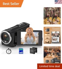 Camcorder Video Camera QHD 2.7K 56MP 16X Digital Zoom Vlogging Camera with LE...