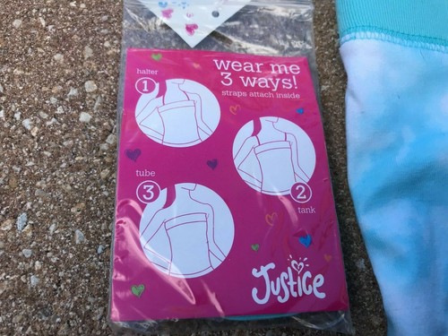 NWT! Justice Heart Peace Sign Girls Shirt Wear 3 Ways - Halter Tube Tank Size 6 - Picture 4 of 4