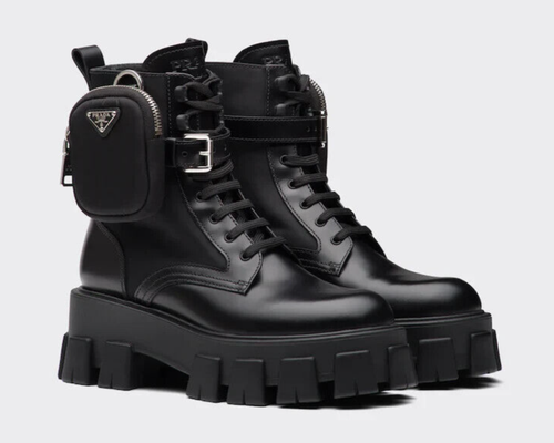 prada panelled combat boots