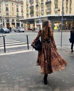 h&m leopard pleated dress